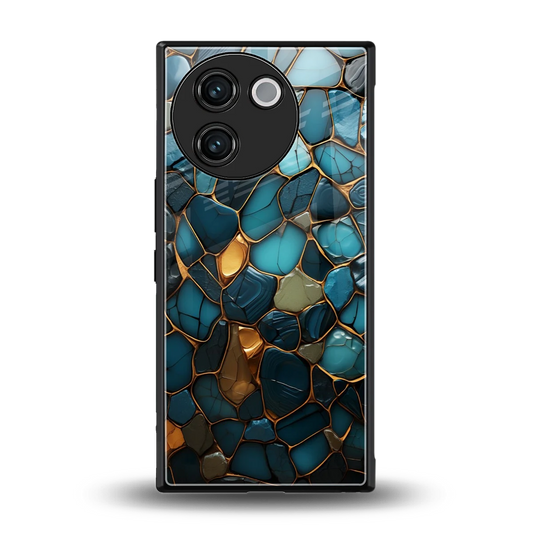 Blue Mirage back phone cover | glass case for vivo v30e