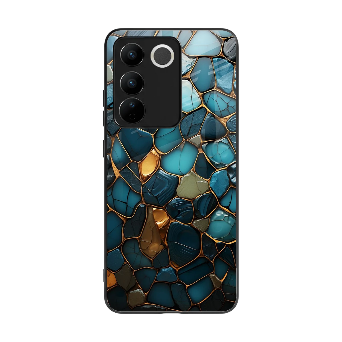 Blue Mirage back phone cover | glass case for vivo v27 5g