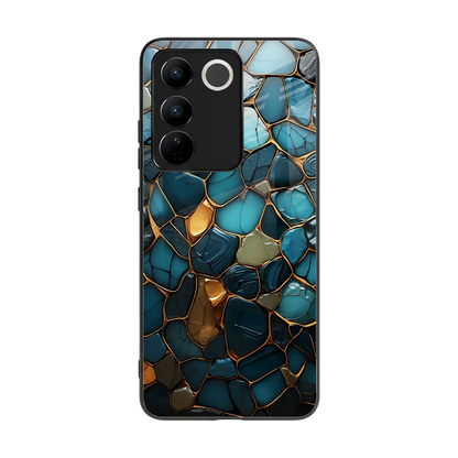 Blue Mirage back phone cover | glass case for vivo v27 5g
