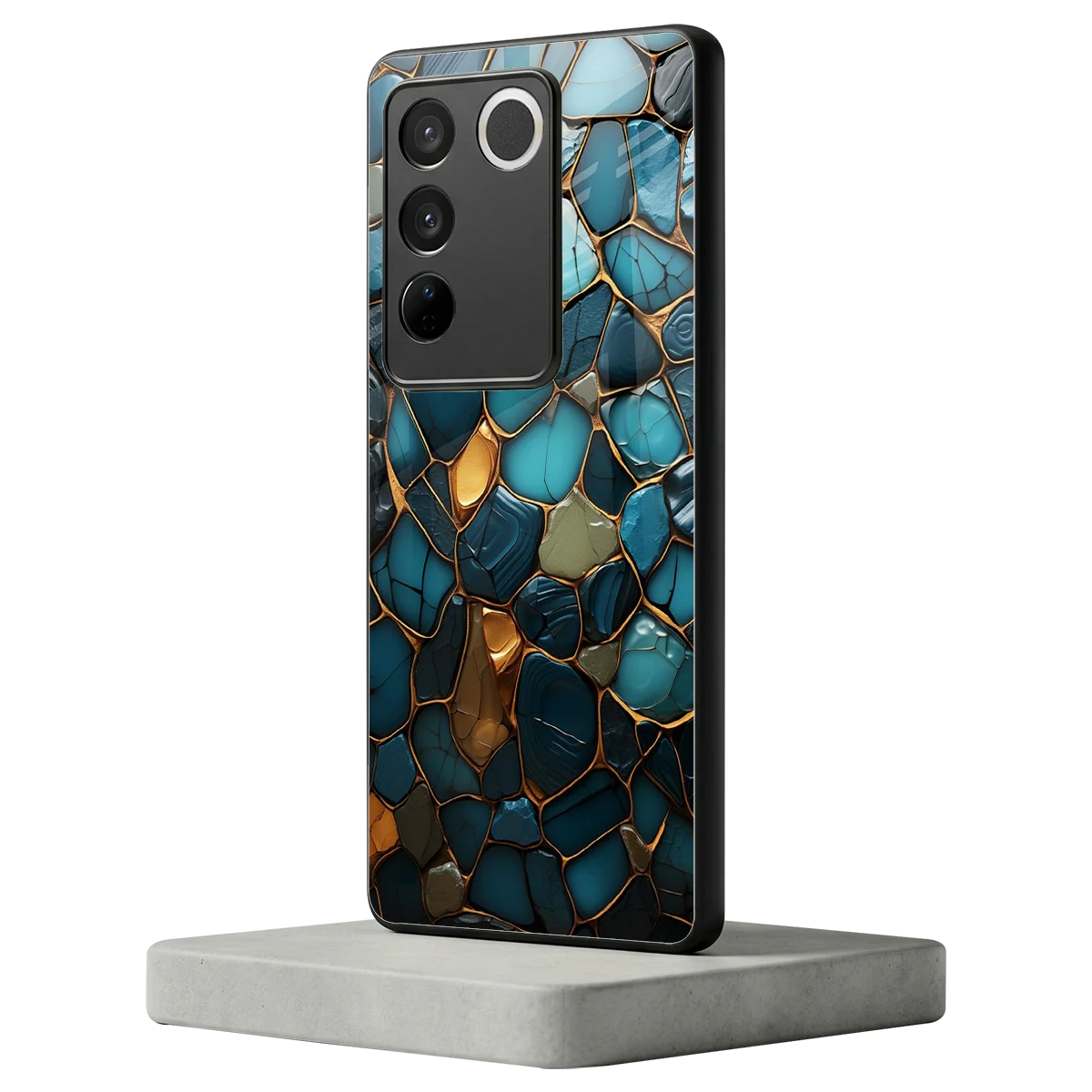 Blue Mirage vivo v27 5g mobile cover | shockproof glass phone case