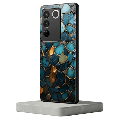 Blue Mirage vivo v27 5g mobile cover | shockproof glass phone case