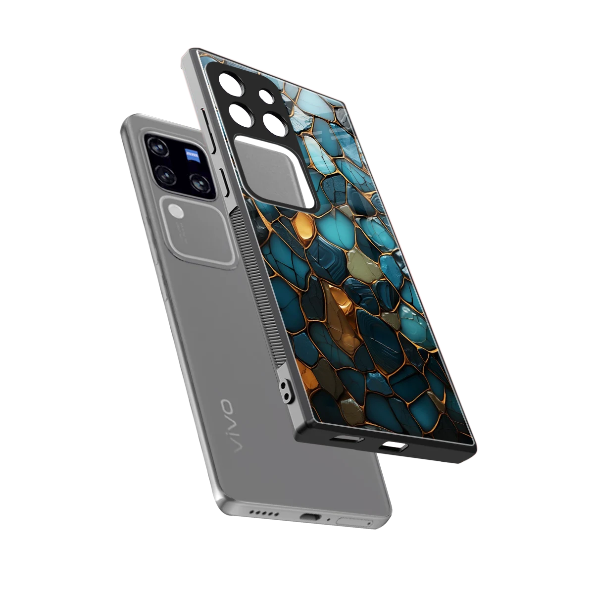 Blue Mirage sleekvivo v30 pro cover with tempered glass back and TPU edges