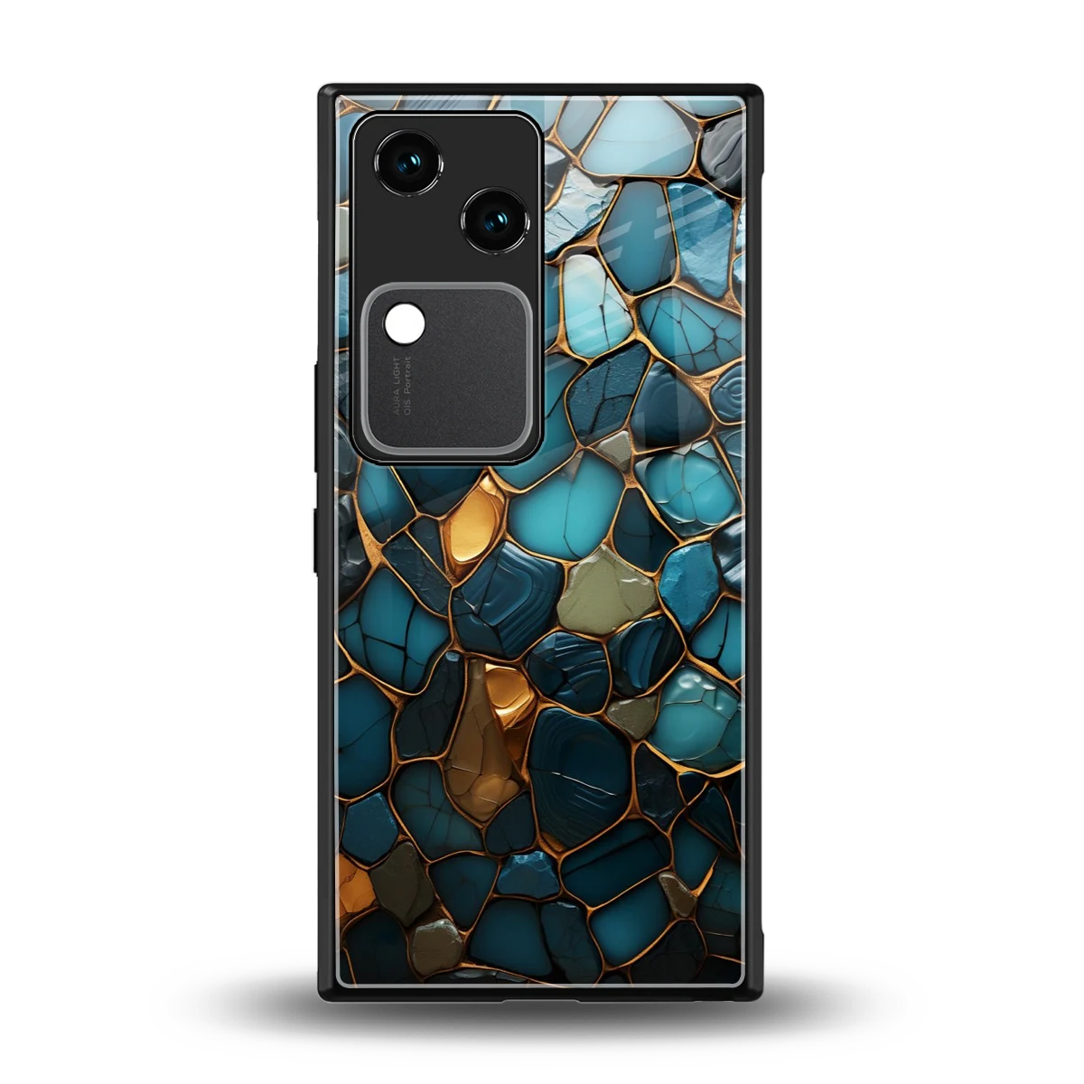 Blue Mirage back phone cover | glass case for vivo v30