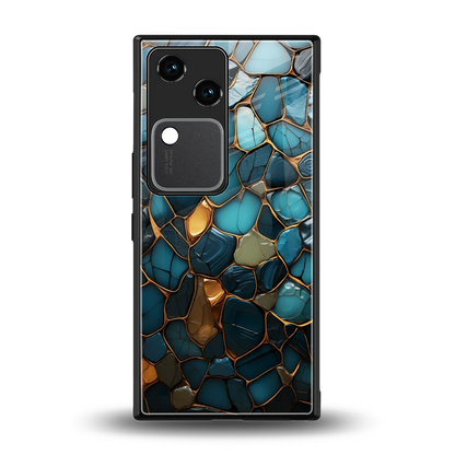 Blue Mirage back phone cover | glass case for vivo v30