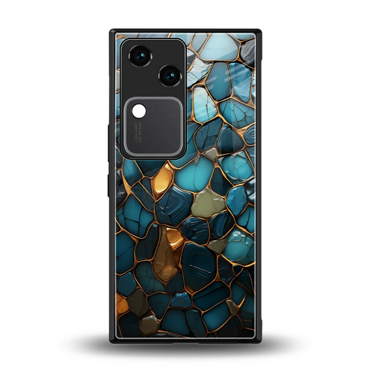 Blue Mirage back phone cover | glass case for vivo v30