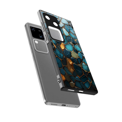 Blue Mirage sleek vivo v30 cover with tempered glass back and TPU edges