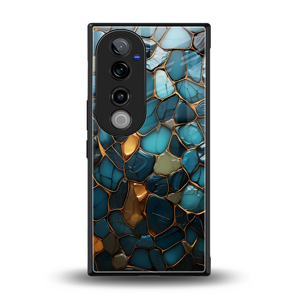 Blue Mirage back phone cover | glass case for vivo v40 pro