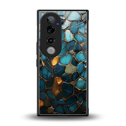 Blue Mirage back phone cover | glass case for vivo v40 pro
