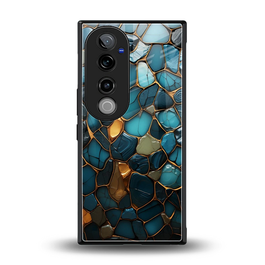 Blue Mirage back phone cover | glass case for vivo v40 pro