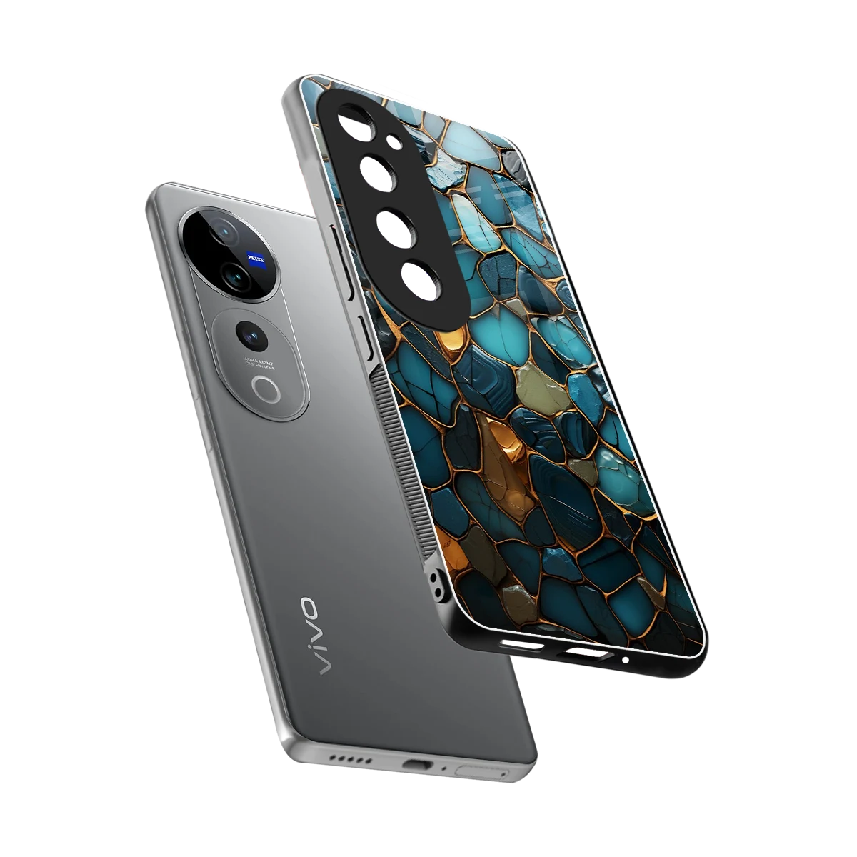Blue Mirage sleek vivo v40 pro cover with tempered glass back and TPU edges