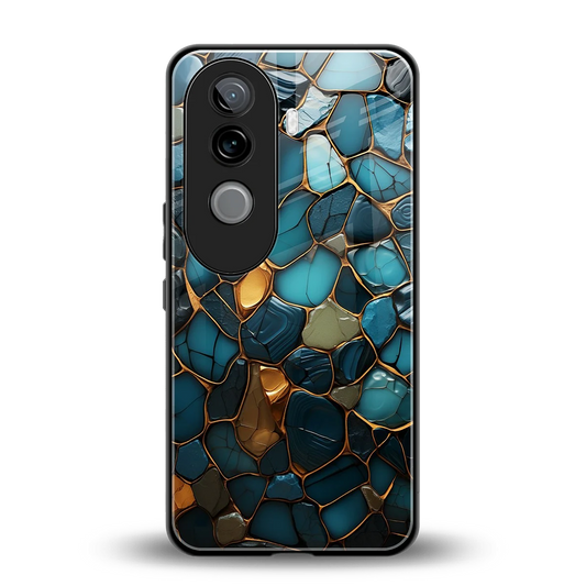 Blue Mirage back phone cover | glass case for vivo v40e