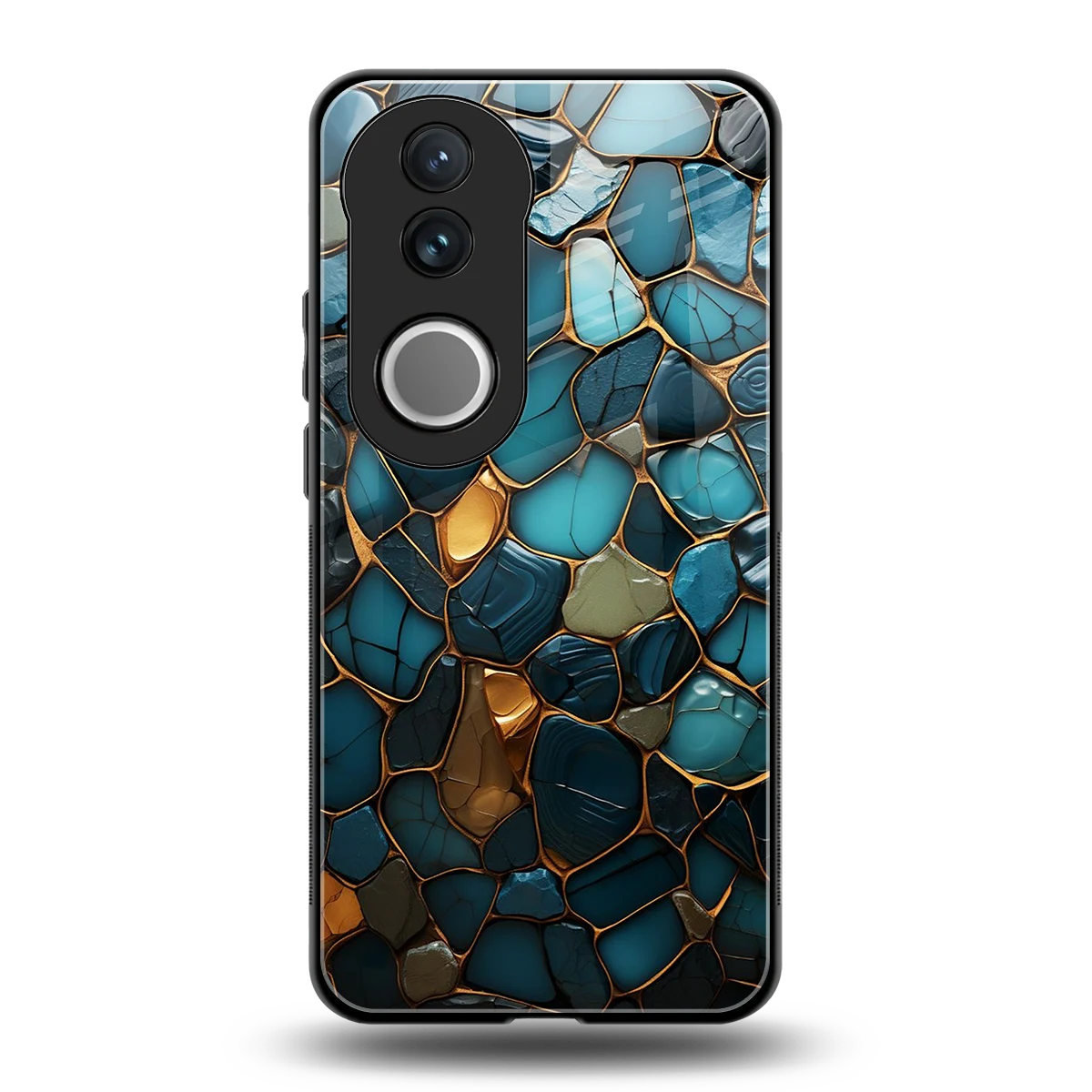 Blue Mirage back phone cover | glass case for vivo v50