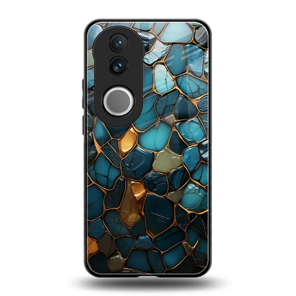 Blue Mirage back phone cover | glass case for vivo v50