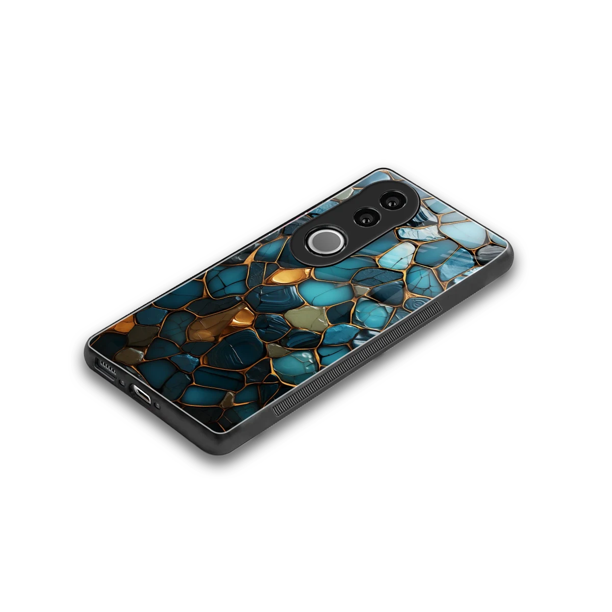 Blue Mirage stylish phone case for vivo v50 | glossy glass and slim fit