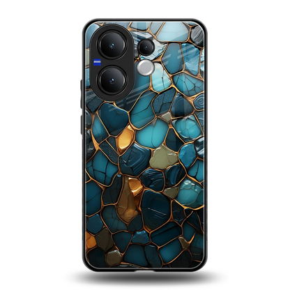 Blue Mirage back phone cover | glass case for vivo v60