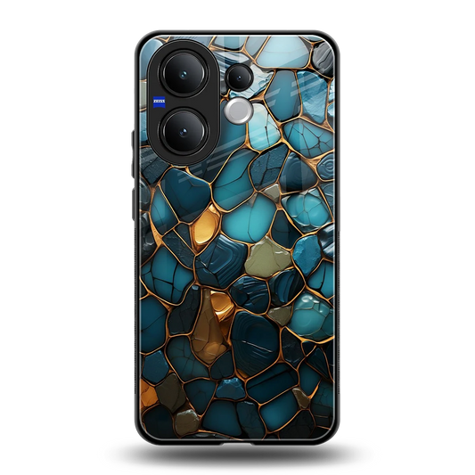 Blue Mirage back phone cover | glass case for vivo v60