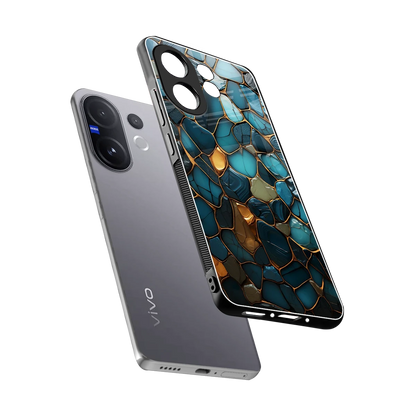 Blue Mirage sleek vivo v60 cover with tempered glass back and TPU edges