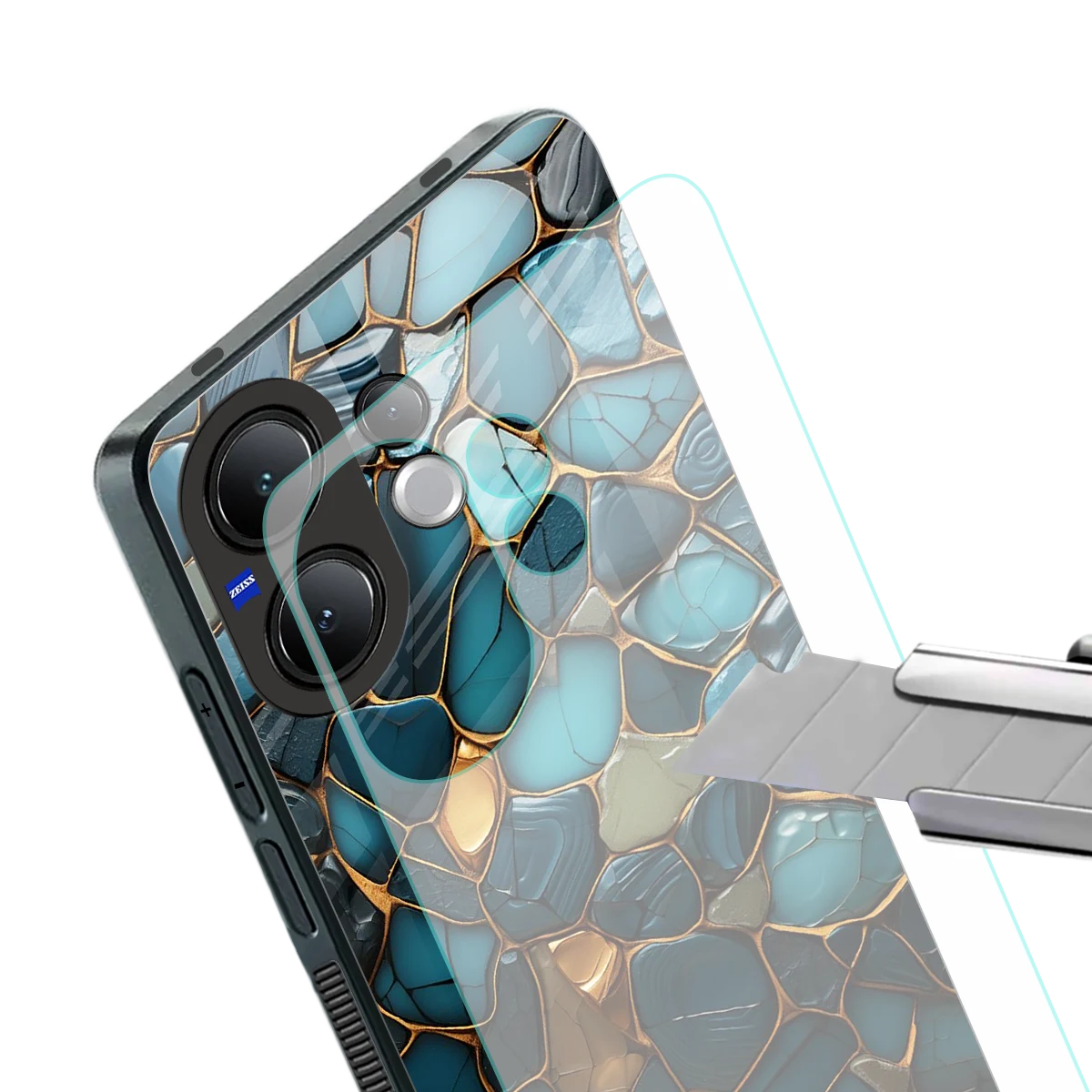 Blue Mirage stylish phone case for vivo v60 | glossy glass and slim fit