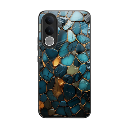 Blue Mirage back phone cover | glass case for vivo v70 fe