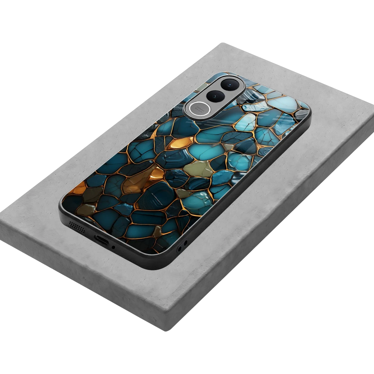 Blue Mirage stylish phone case for vivo v70 fe | glossy glass and slim fit