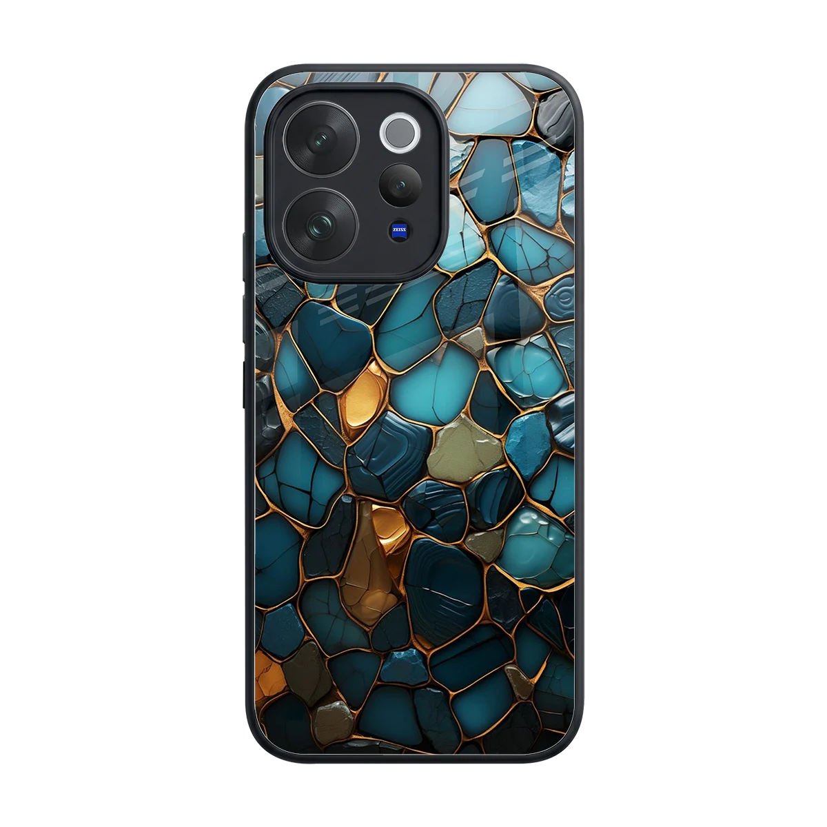 Blue Mirage back phone cover | glass case for vivo v70