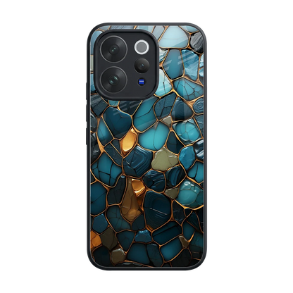 Blue Mirage back phone cover | glass case for vivo v70