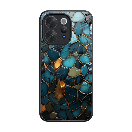 Blue Mirage back phone cover | glass case for vivo v70 elite