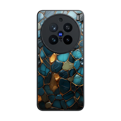Blue Mirage back phone cover | glass case for vivo x200 pro