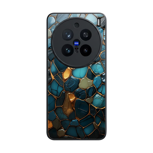 Blue Mirage back phone cover | glass case for vivo x200 pro