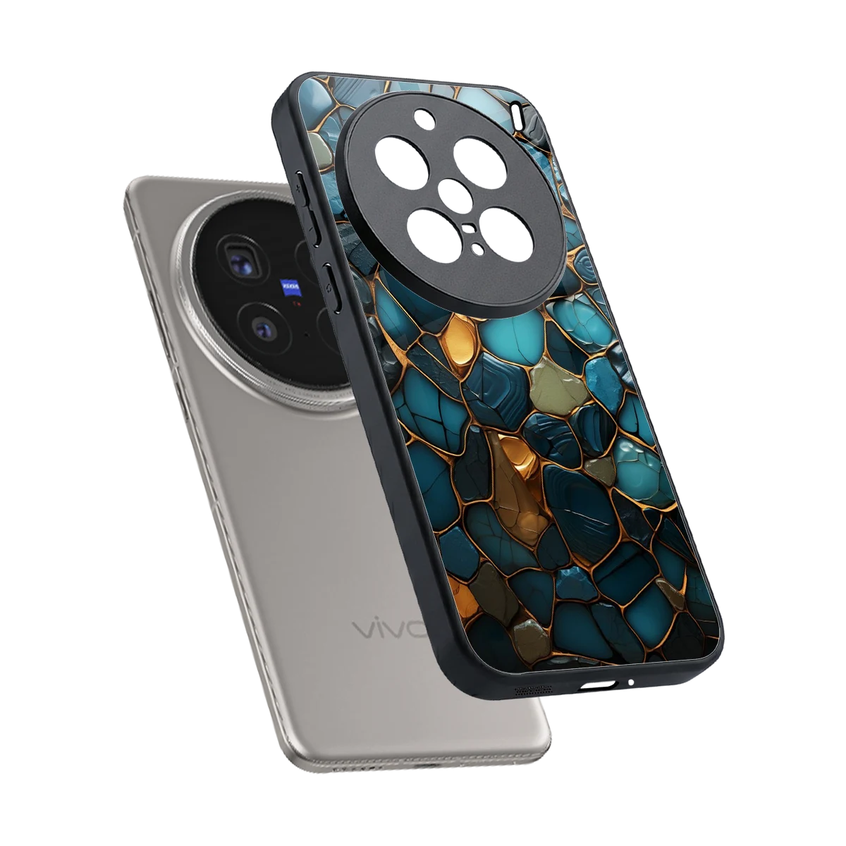 Blue Mirage sleek vivo x200 pro cover with tempered glass back and TPU edges
