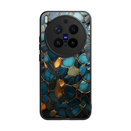 Blue Mirage back phone cover | glass case for vivo x300 pro