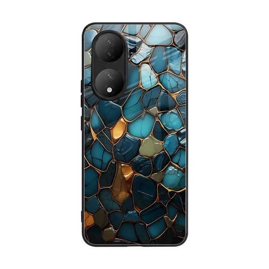 Blue Mirage back phone cover | glass case for Vivo-y100