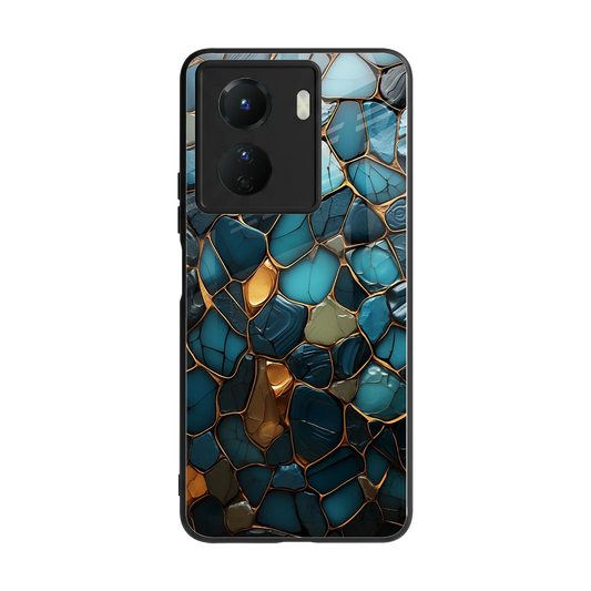 Blue Mirage back phone cover | glass case for vivo y16
