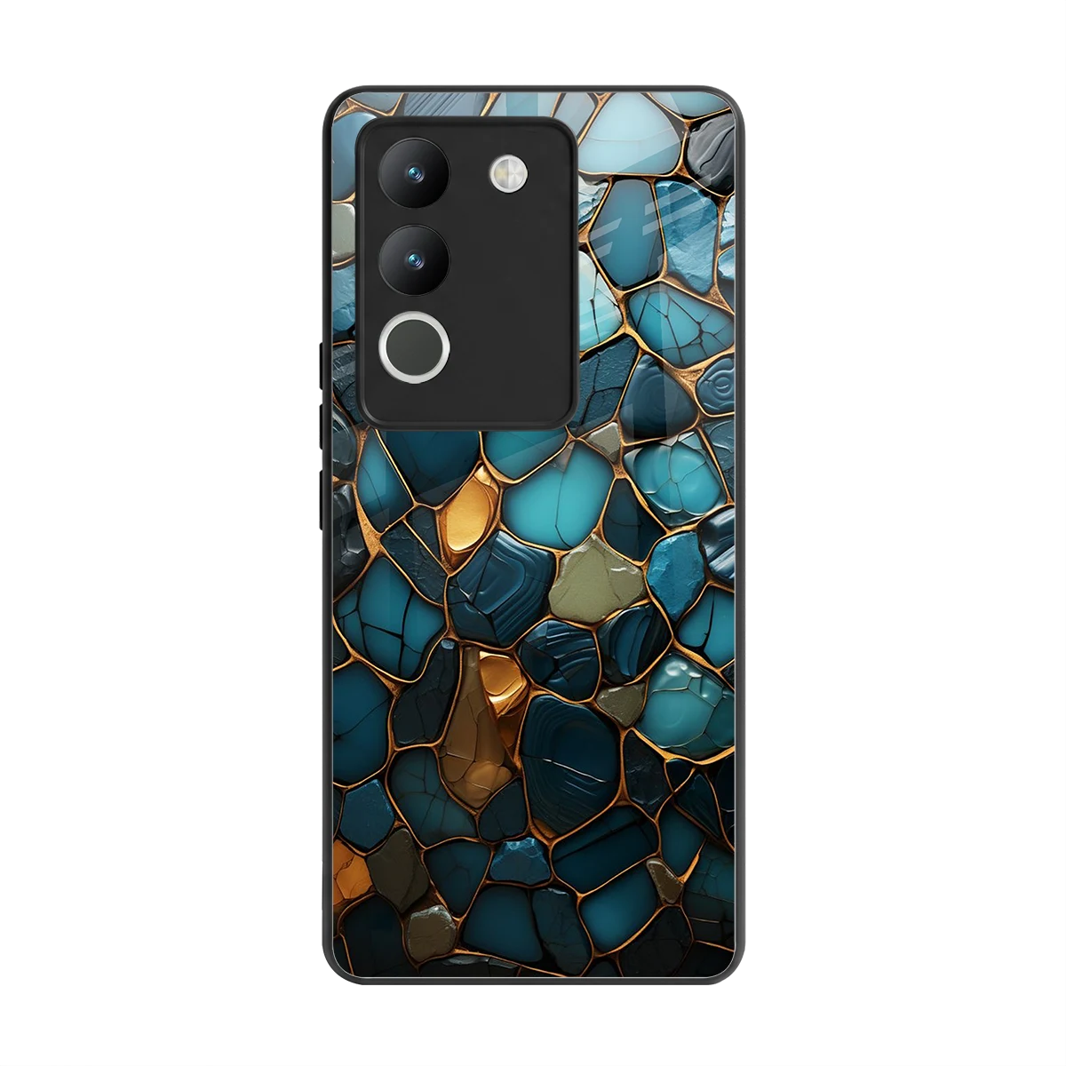 Blue Mirage back phone cover | glass case for vivo y200 5g