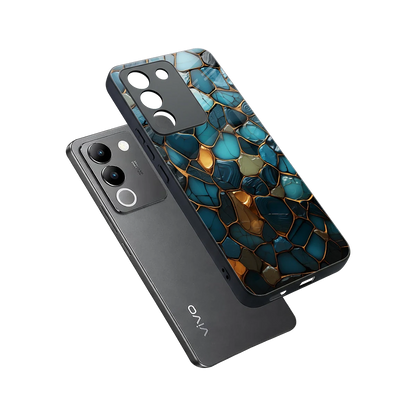 Blue Mirage sleek vivo y200 5g cover with tempered glass back and TPU edges