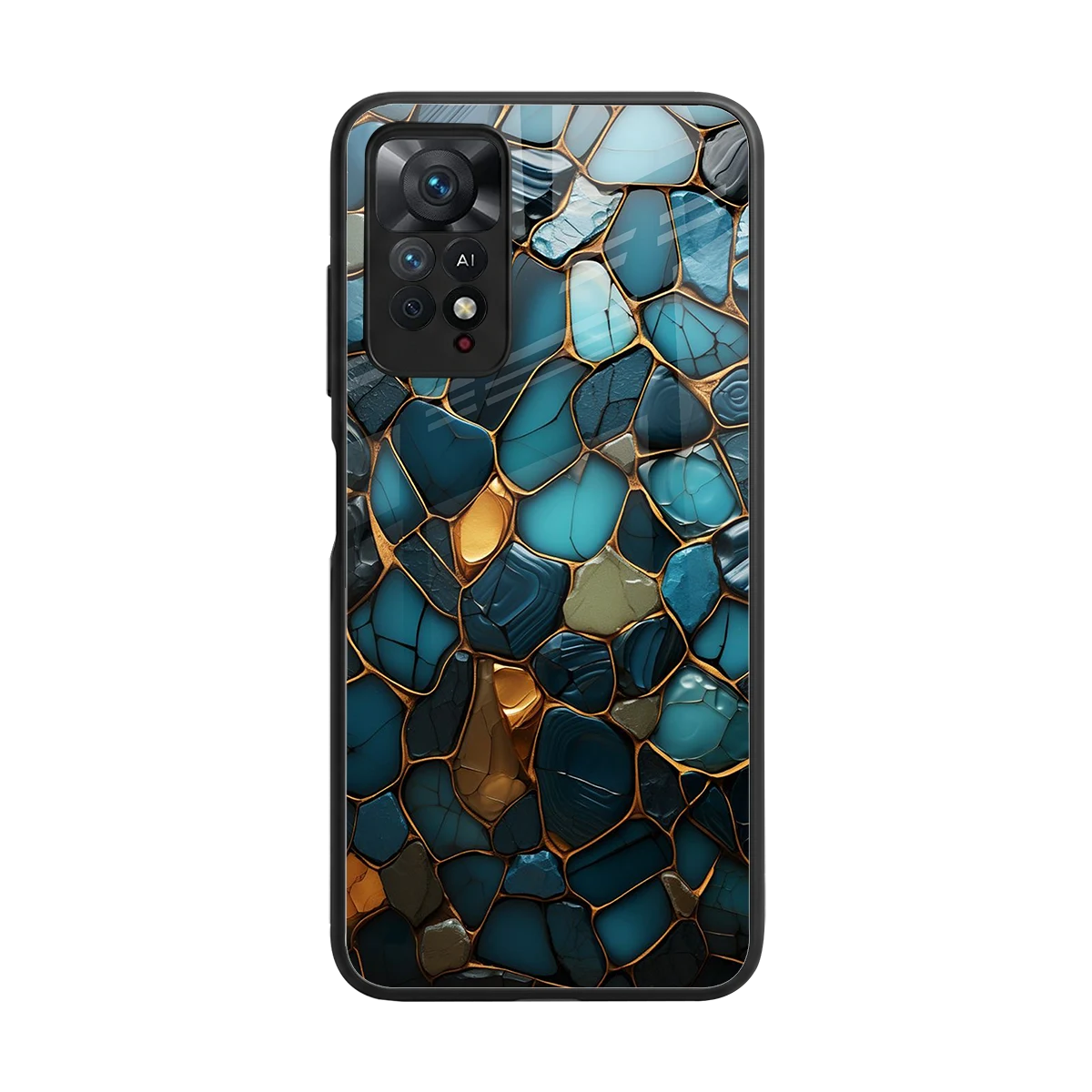Blue Mirage back phone cover | glass case for redmi note 11 pro