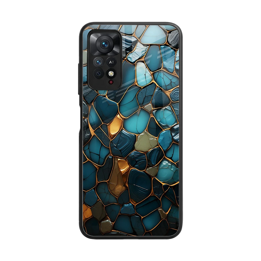 Blue Mirage back phone cover | glass case for redmi note 11 pro
