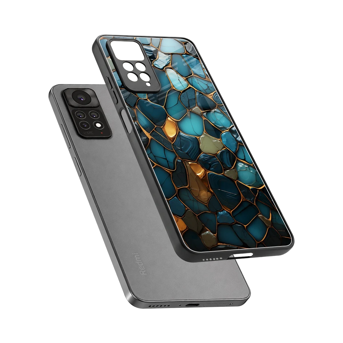 Blue Mirage sleek redmi note 11 pro cover with tempered glass back and TPU edges