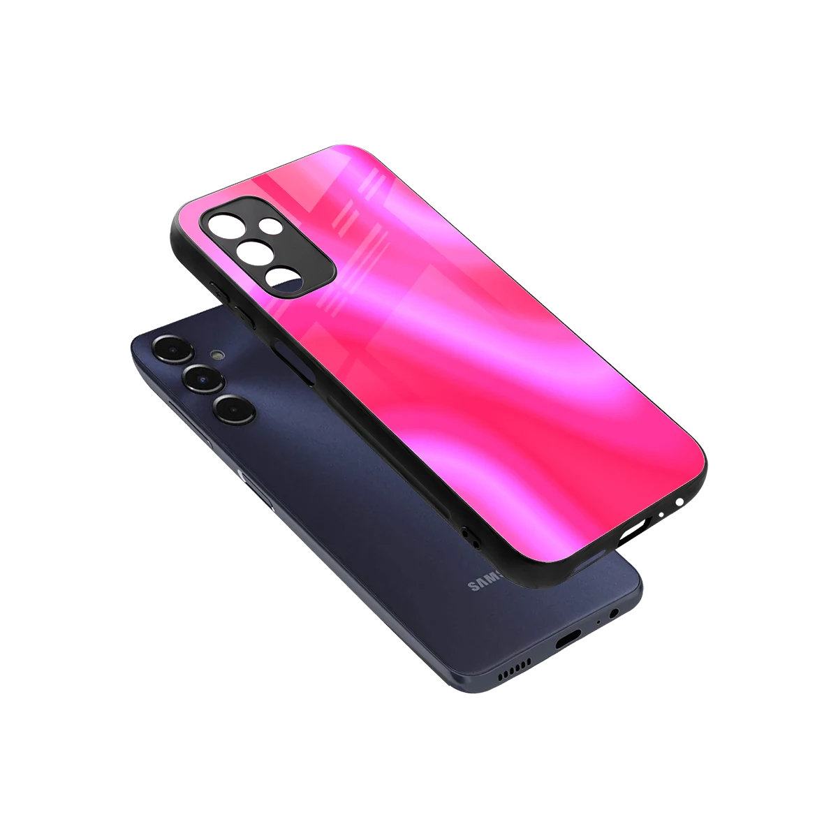 Blush Flow sleek samsung galaxy m14 5g cover with tempered glass back and TPU edges