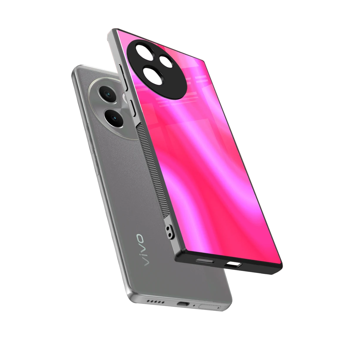 Blush Flow sleek vivo v30e cover with tempered glass back and TPU edges