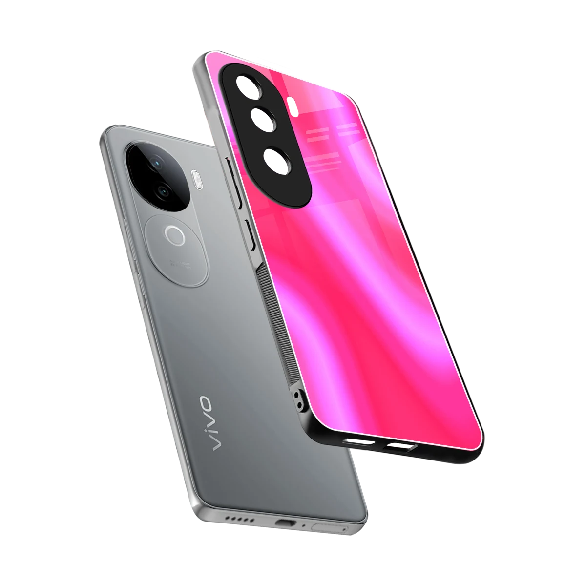 Blush Flow sleek vivo v40e cover with tempered glass back and TPU edges