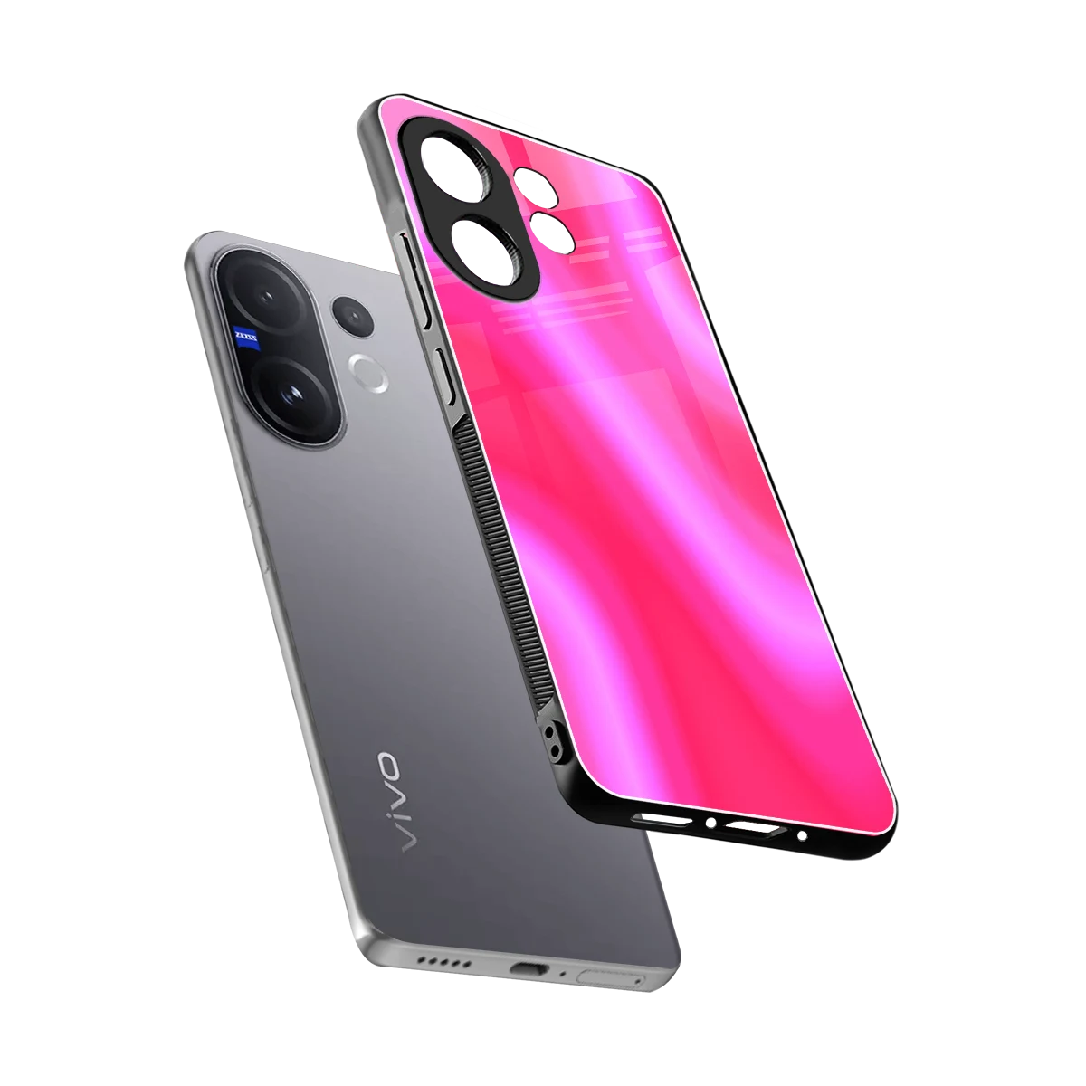 Blush Flow sleek vivo v60 cover with tempered glass back and TPU edges