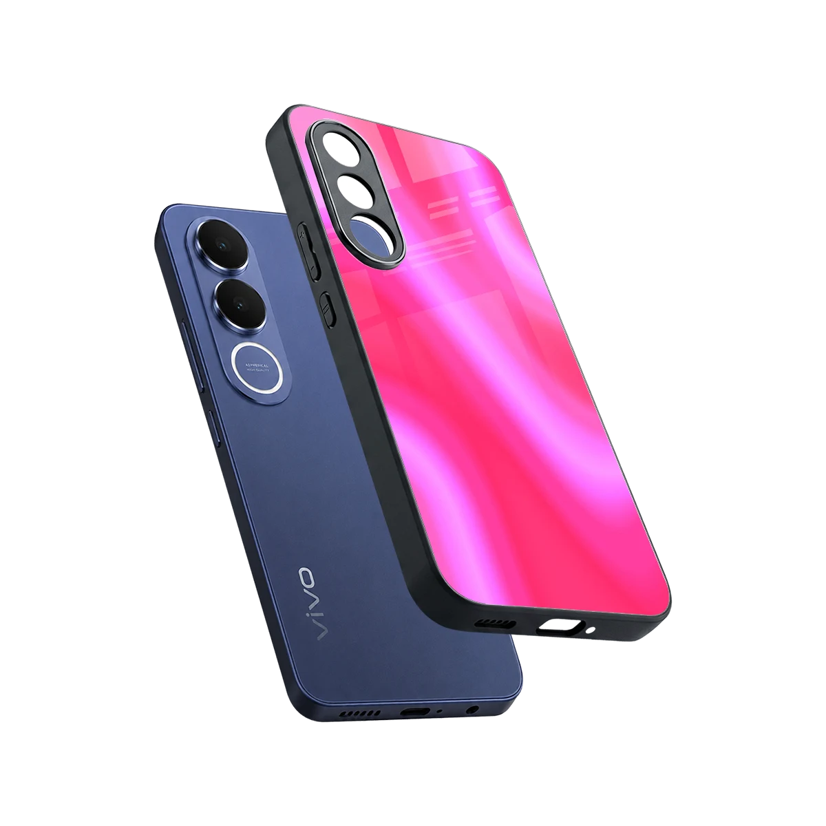 Blush Flow sleek vivo v70 fe cover with tempered glass back and TPU edges