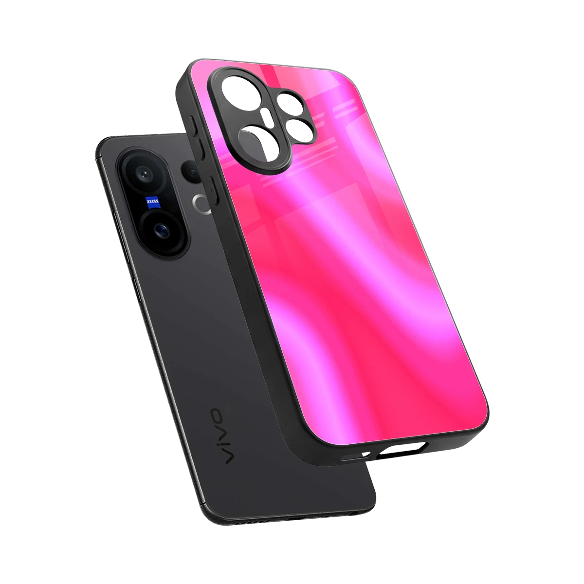 Blush Flow sleek vivo x200 fe cover with tempered glass back and TPU edges