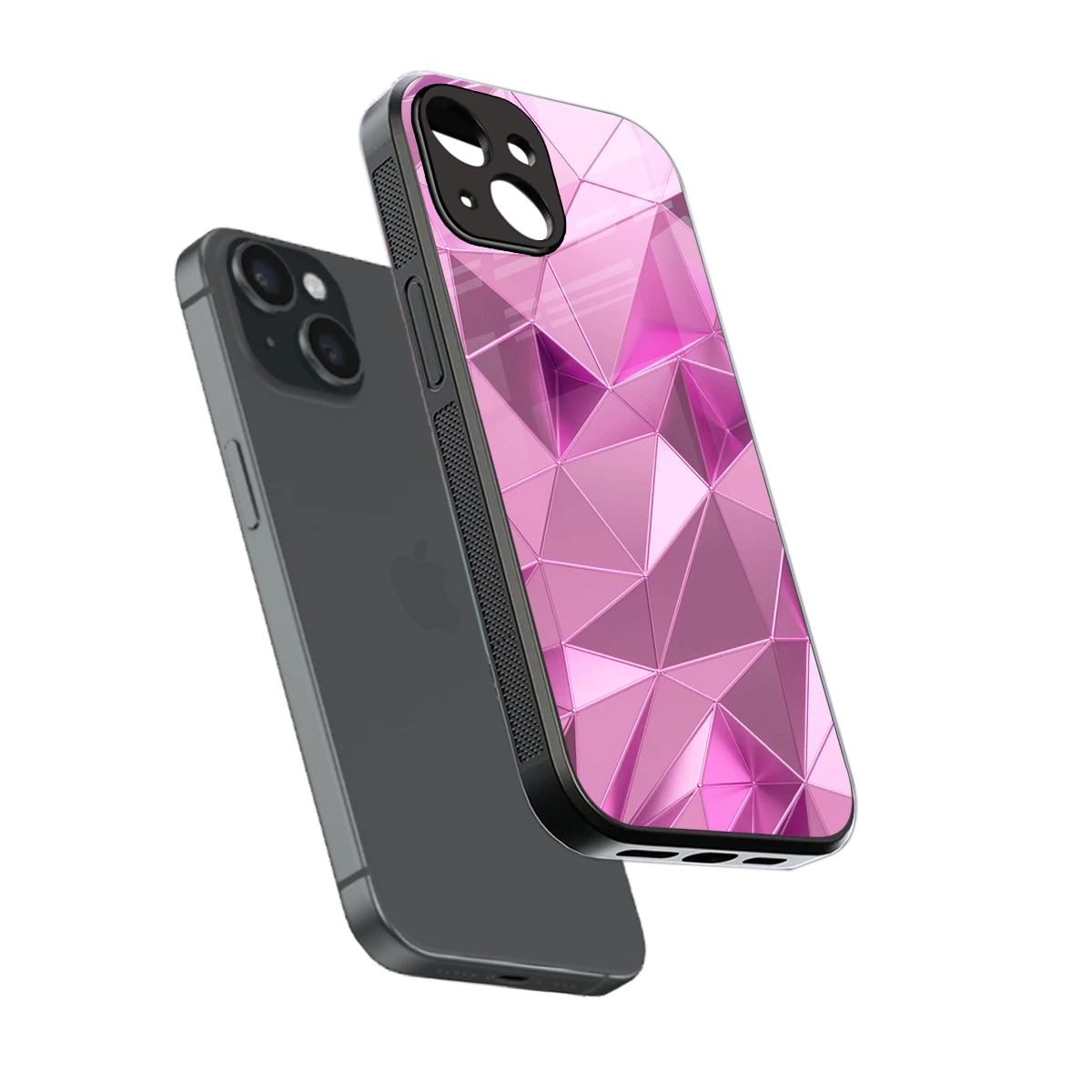 Blush Mosaic sleek iphone 13 cover with tempered glass back and TPU edges