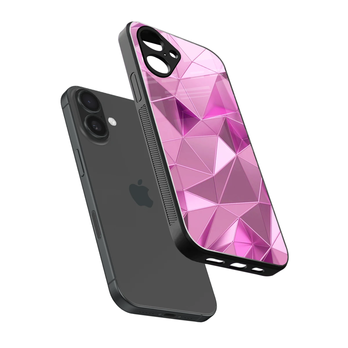 Blush Mosaic sleek iPhone 16 cover with tempered glass back and TPU edges