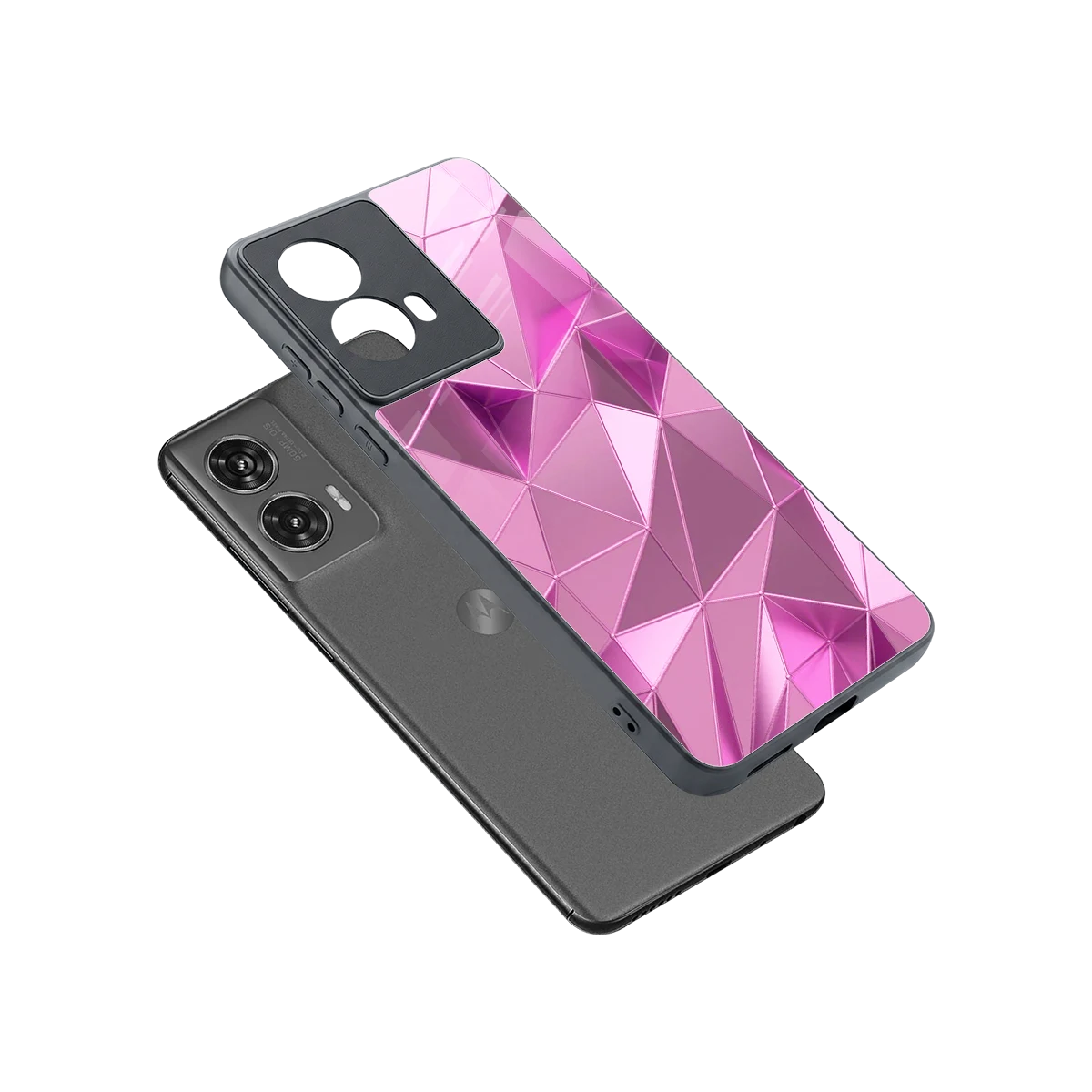 Blush Mosaic sleek motorola edge 50 fusion cover with tempered glass back and TPU edges