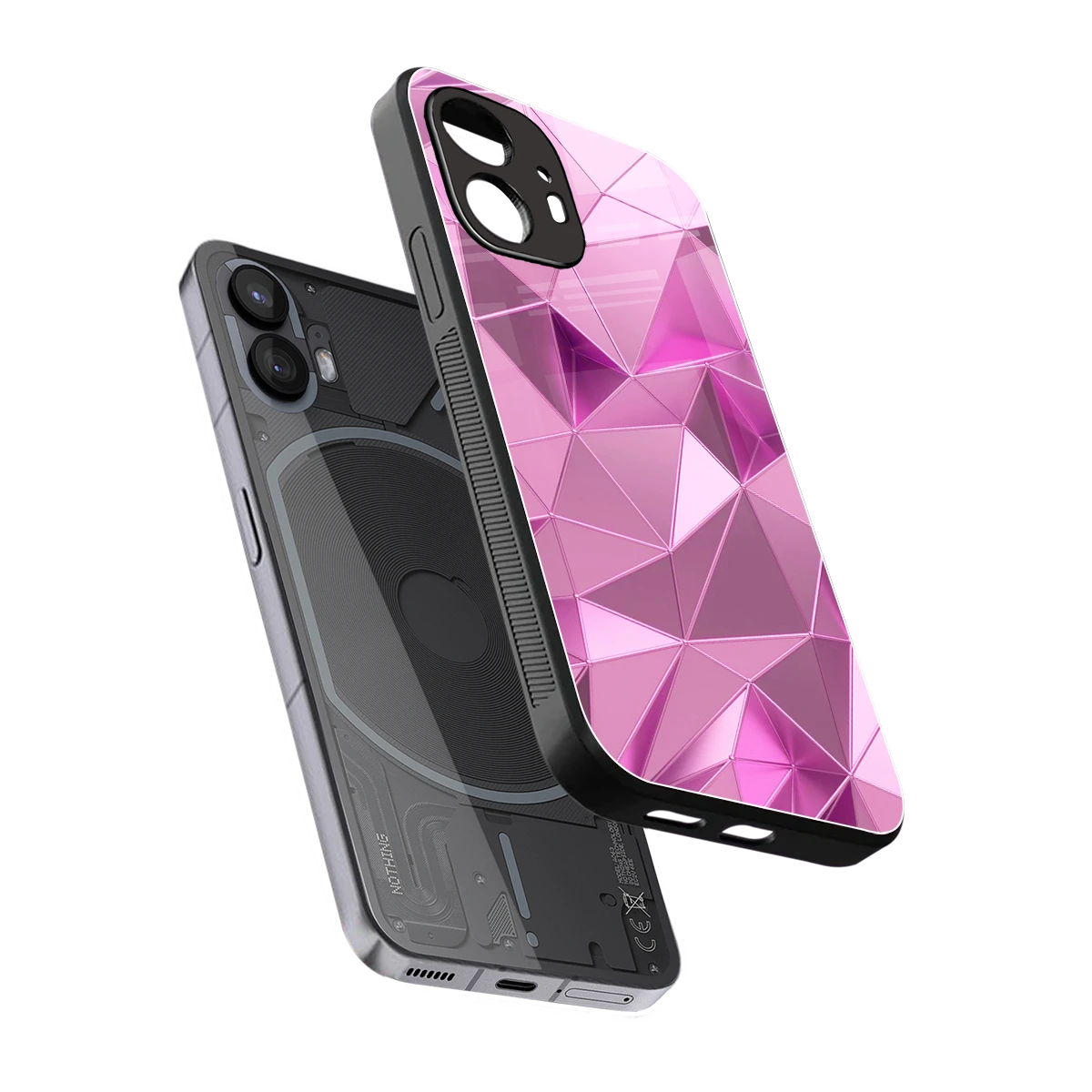 Blush Mosaic sleek nothing phone 2 cover with tempered glass back and TPU edges