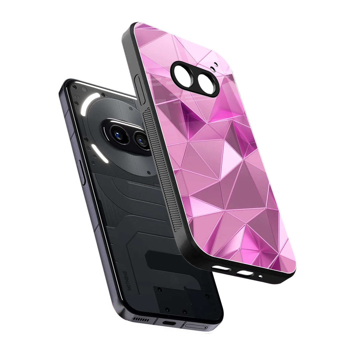 Blush Mosaic sleek nothing phone 2a cover with tempered glass back and TPU edges