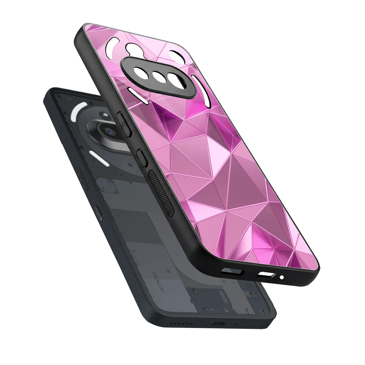 Blush Mosaic sleek nothing phone 3a cover with tempered glass back and TPU edges
